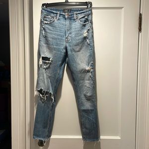 Abercrombie skinny high rise ripped jeans light wash